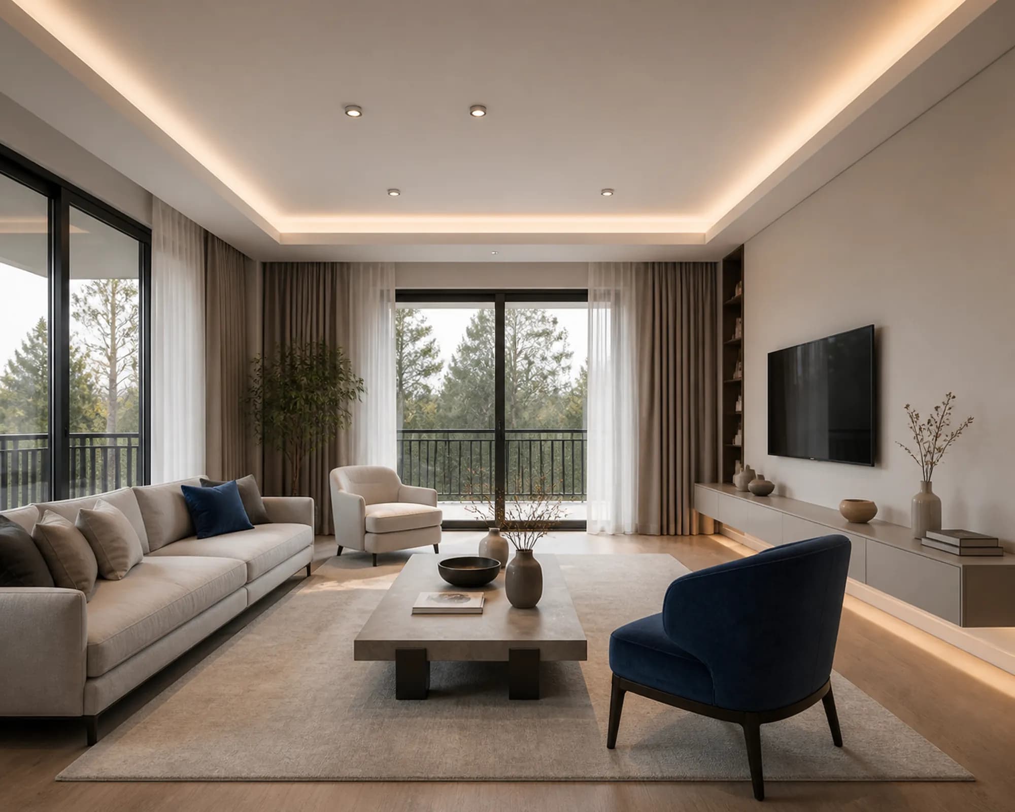 Nispetiye'de salon tavanı ve gizli aydınlatma